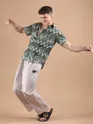 Green Chevron Half Sleeve Viscose Shirt
